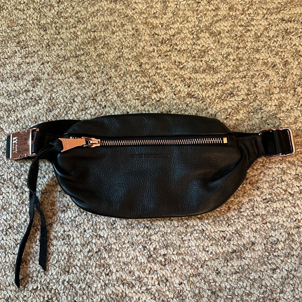 Aimee Kestenberg Black Leather Fanny Pack Belt Bag